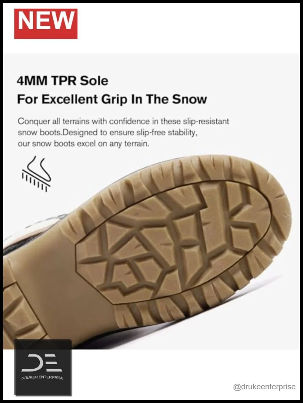 Waterproof Snow Boots with Buckle Straps - Faux Leather, Foldable, Lace-Up,